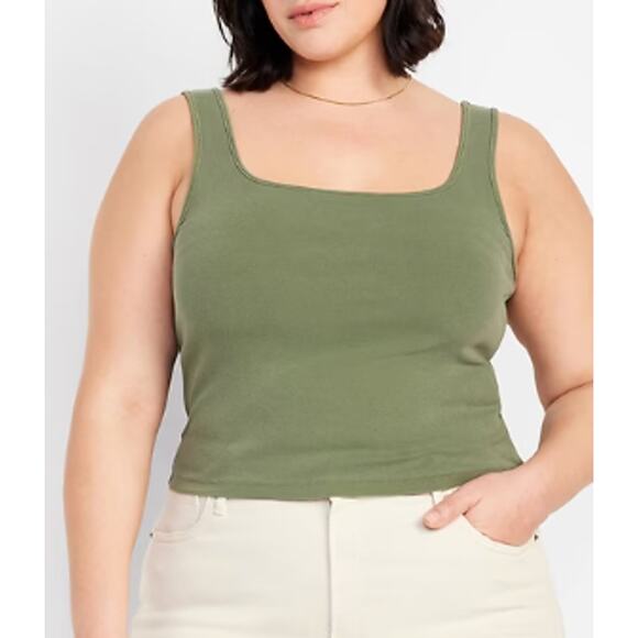 Old Navy Womens Olive Green Ultra-Crop Rib-Knit Tank Top Sleeveless NEW XL Tall - Picture 1 of 9